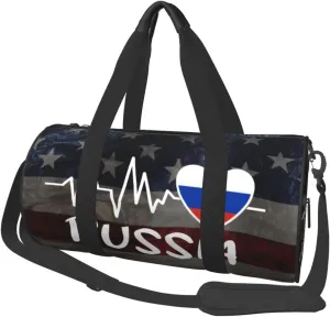 Russia Heartbeat Duffel Bag Gym Bag Travel Sports Tote Large Foldable Beach Swim Yoga1