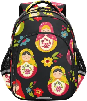 Russian Dolls Pattern Backpack for Kids Elementary School Bag Boys Girls Bookbag Travel Backpack Daypack