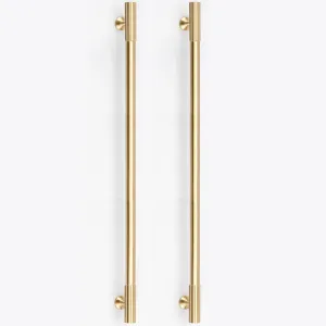 RZDEAL 2pcs Solid Brass Gold Cabinet Pulls, 12-3/5Inch Hole Centers for Kitchen Cupboard Handles Modern Drawer Dresser Pulls Bathroom Brushed Brass Cabinet Pulls Wardrobe Door Handles