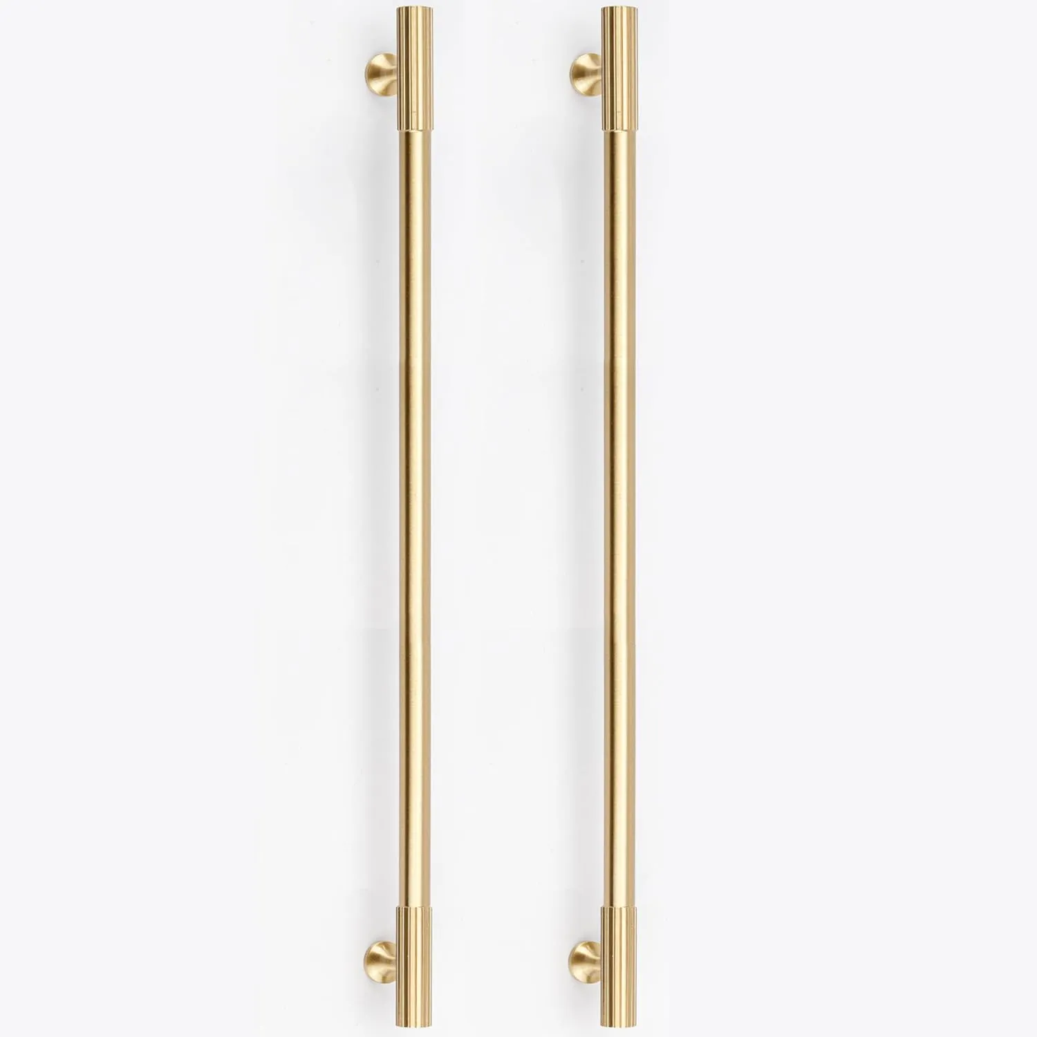 RZDEAL 2pcs Solid Brass Gold Cabinet Pulls, 12-3/5Inch Hole Centers for Kitchen Cupboard Handles Modern Drawer Dresser Pulls Bathroom Brushed Brass Cabinet Pulls Wardrobe Door Handles