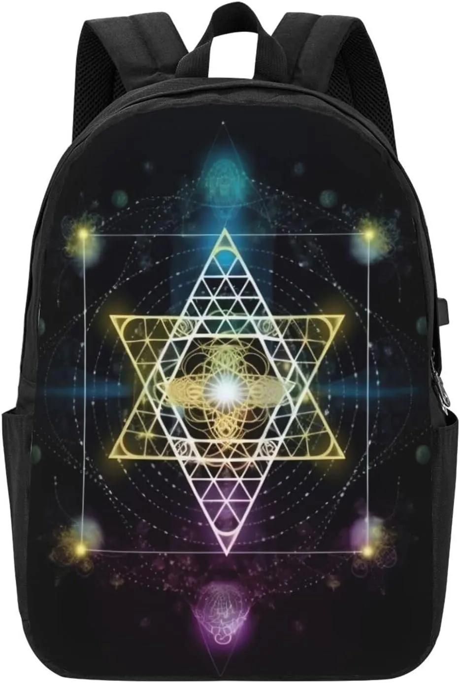 Sacred Geometry Symbol Travel Laptop Backpack - Durable Business Laptops Backpack with USB Charging Port