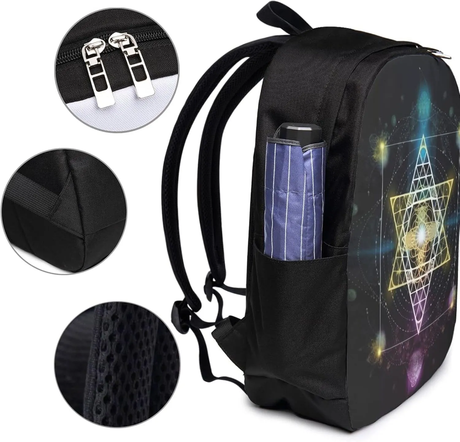 Sacred Geometry Symbol Travel Laptop Backpack - Durable Business Laptops Backpack with USB Charging Port
