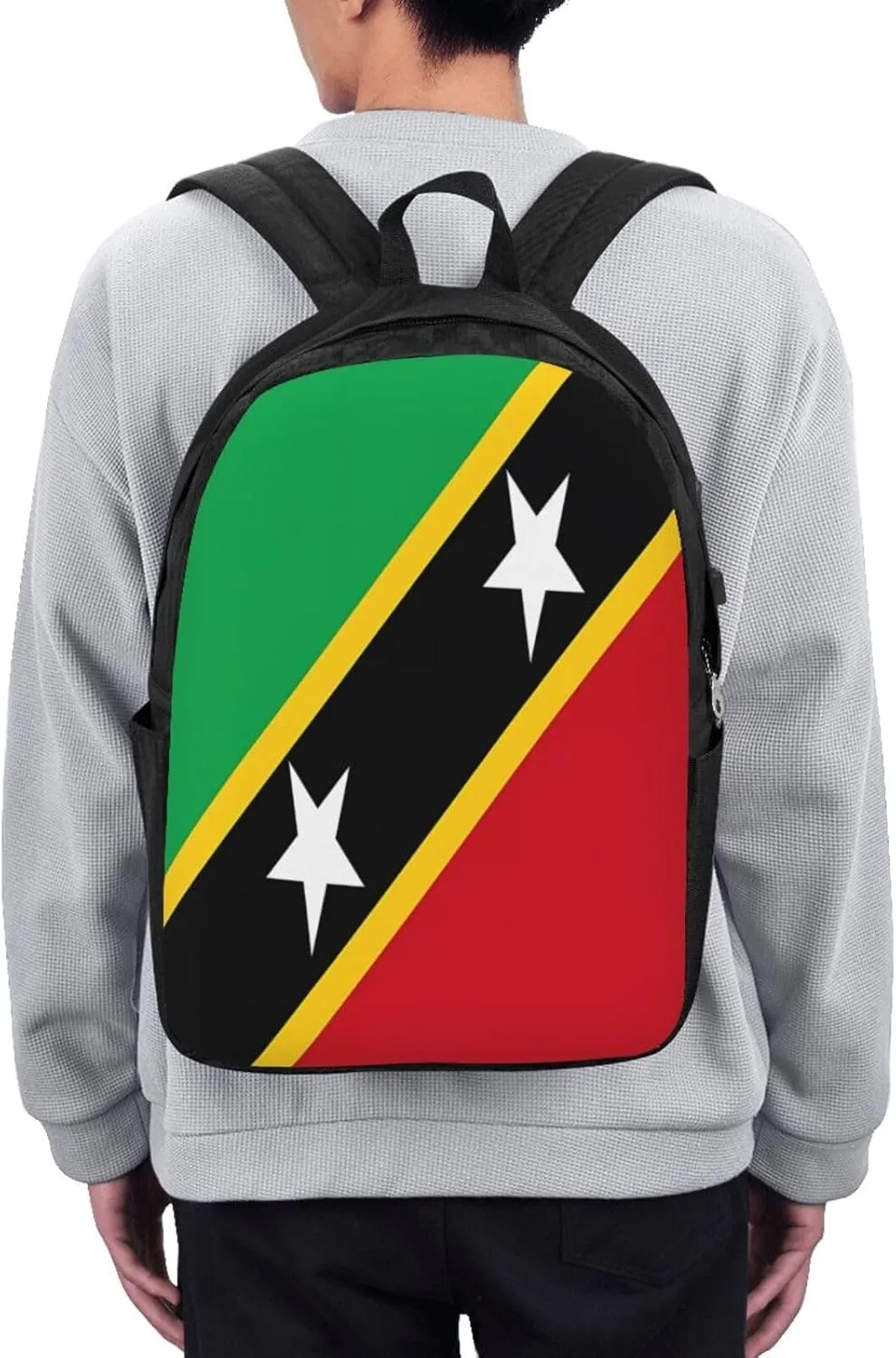 Saint Kitts Nevis Flag Laptop Backpacks Travel Backpack Casual Business Daypack Sport Rucksack Computer Bag Fits up to 17 Inch Notebook with USB Port