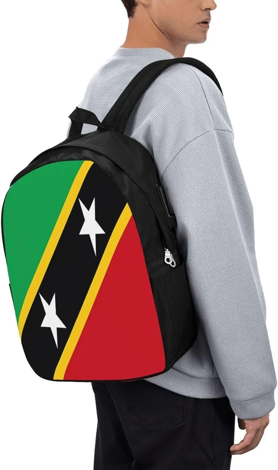 Saint Kitts Nevis Flag Laptop Backpacks Travel Backpack Casual Business Daypack Sport Rucksack Computer Bag Fits up to 17 Inch Notebook with USB Port