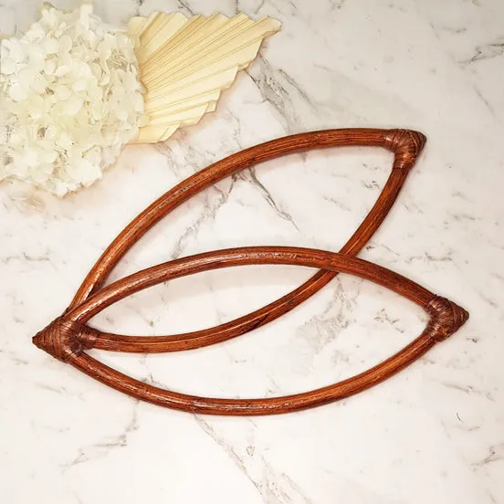 SALE - Rattan Bag Handles Eye Shaped - Brown