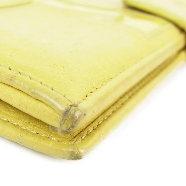 Salvatore Ferragamo Pale Yellow Patent Leather And Leather Vintage Wallet