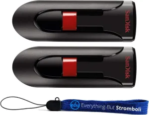 SanDisk Cruzer Glide 128GB Flash Drive (2 Pack) USB 2.0 Port Jump Drive Pen Drive (SDCZ60-128-B35) Bundle with (1) Everything But Stromboli Lanyard