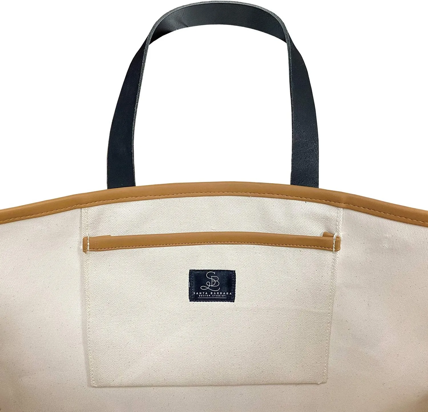 Santa Barbara Design Studio Tote Bag For Women Canvas Shoulder Bag with Genuine Leather Handles,