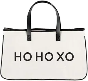 Santa Barbara Design Studio Tote Bag Holiday Collection Black and White 100% Cotton Canvas with Genuine Leather Handles
