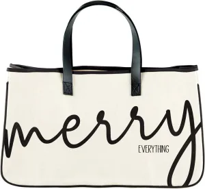 Santa Barbara Design Studio Tote Bag Holiday Collection Black and White 100% Cotton Canvas with Genuine Leather Handles
