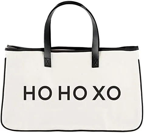 Santa Barbara Design Studio Tote Bag Holiday Collection Black and White 100% Cotton Canvas with Genuine Leather Handles