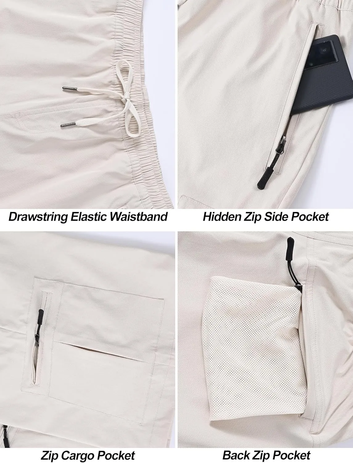 Satankud Men's Cargo Hiking Shorts 9" Lightweight Golf Shorts for Casual Work Travel Outdoor 5 Zipper Pockets