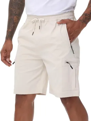 Satankud Men's Cargo Hiking Shorts 9" Lightweight Golf Shorts for Casual Work Travel Outdoor 5 Zipper Pockets