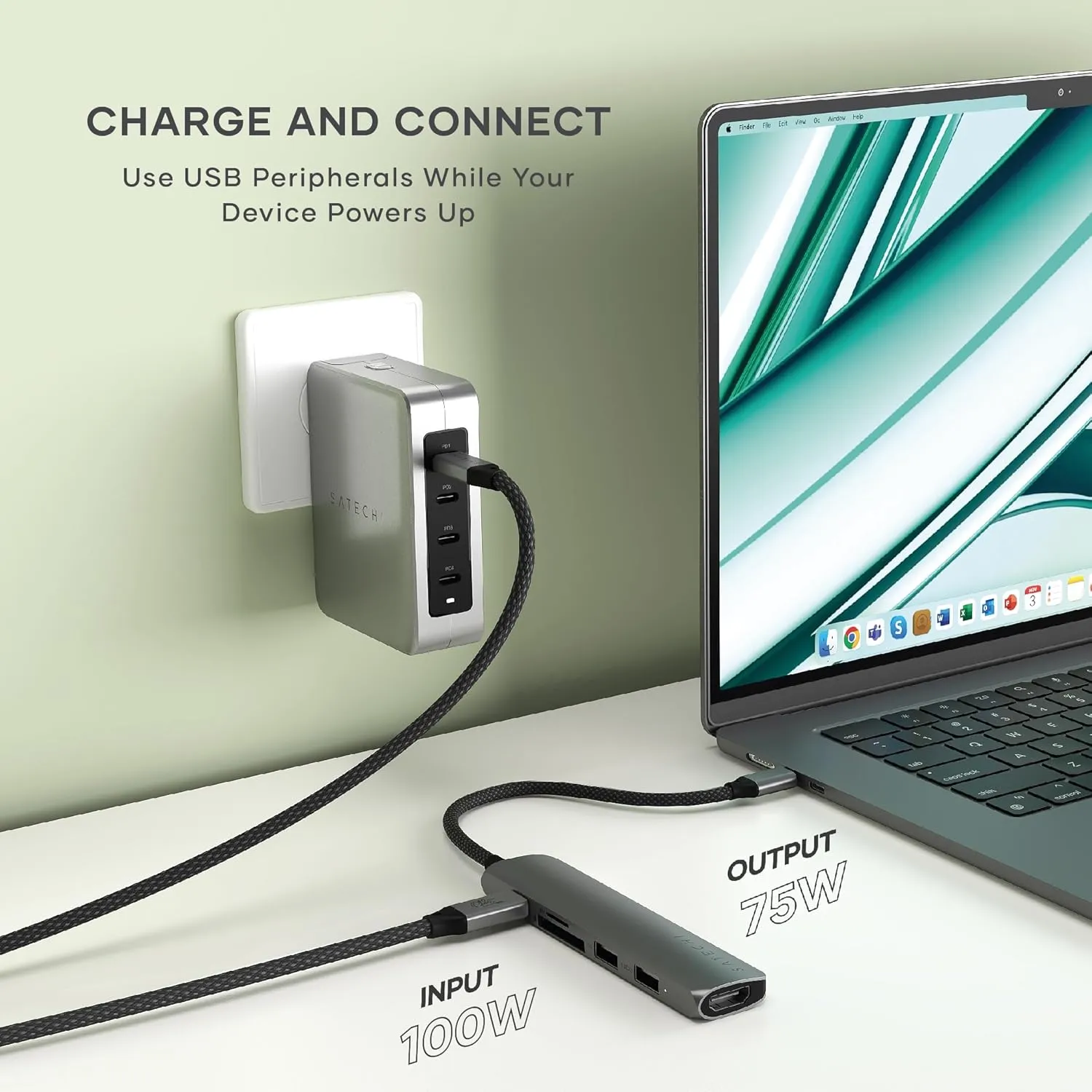Satechi 6 in 1 USB C Hub Multiport Adapter with 4K HDMI, 100W PD Charging, 2X USB-A Data Ports, Micro/SD Card Readers for MacBook, Windows - Space Gray