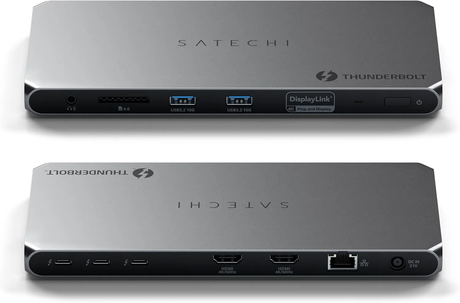 Satechi Thunderbolt 4 Dock with 96W Charging, Dual Monitor HDMI 4K/60Hz, 40Gbps Data Transfer, 2 USB 3.2, Ethernet, Thunderbolt 4 Dock for Mac/Windows - DisplayLink Software Required