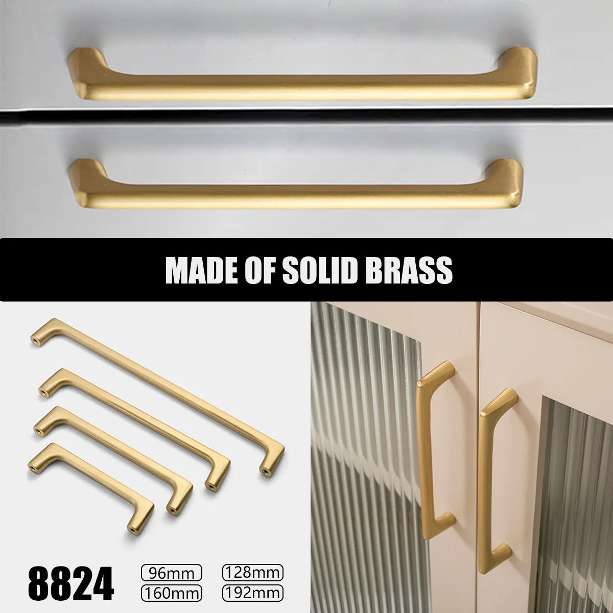 Satin Brass Drawer Pulls – Slim Modern Solid Brass Cabinet Handles