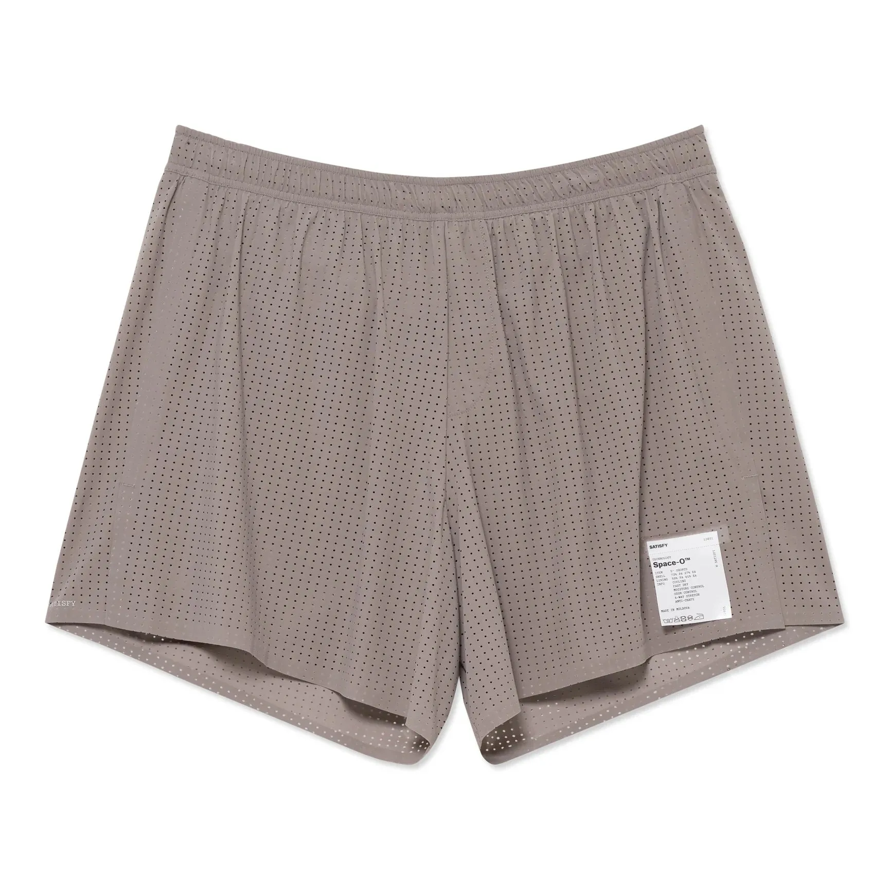 Satisfy Space‑O 5 Inch Distance Shorts Taupe