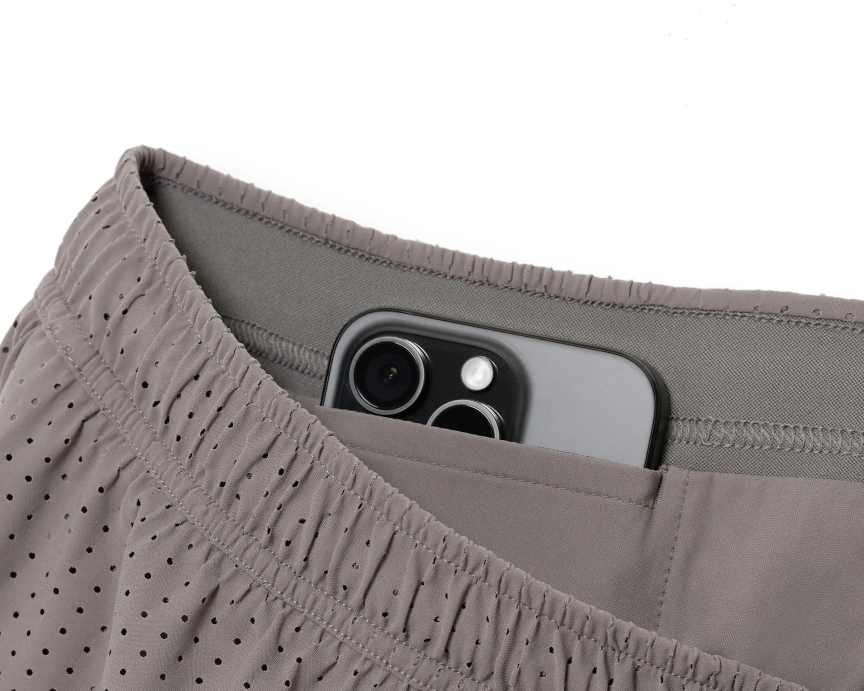 Satisfy Space‑O 5 Inch Distance Shorts Taupe