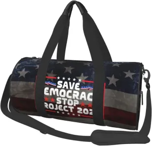 Save Democracy Stop Project 2025 Duffel Bag Gym Bag Travel Sports Tote Large Foldable Beach Swim Yoga1