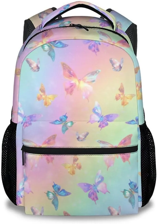 School Backpack for Girls, 17 Inch Colorful Butterfly Backpacks for Women, Cute Lightweight Bookbag