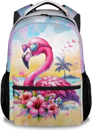 School Backpack for Girls - 17 Inch Large Capacity Aesthetic Kid Backpack - Colorful Durable Flamingo Bookbag for School, Travel and Camp