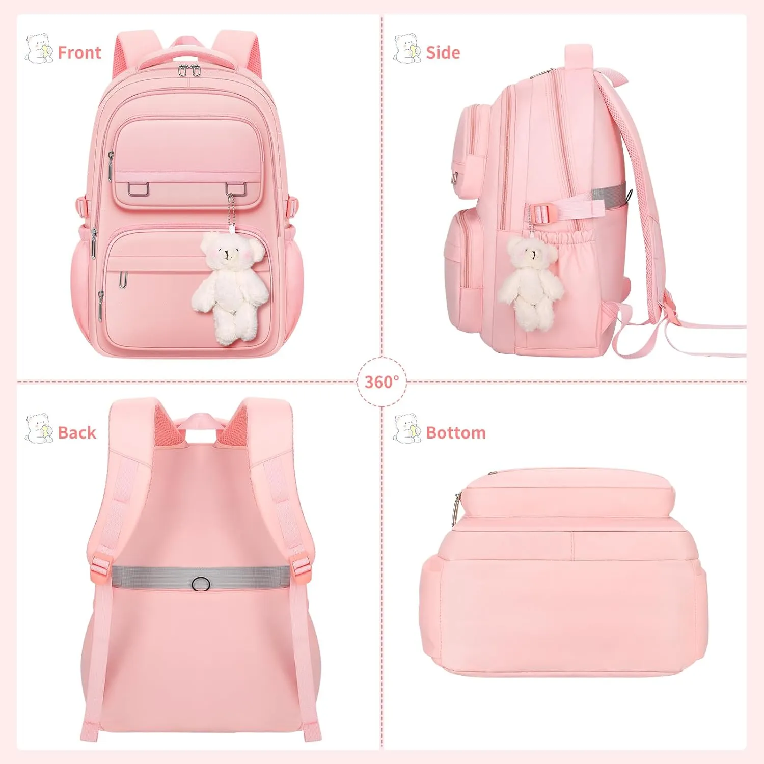 School Backpack for Kids Girls Cute Travel Backapck for College Women Men Casual Laptop Bookbag for Teen Student(Pink)