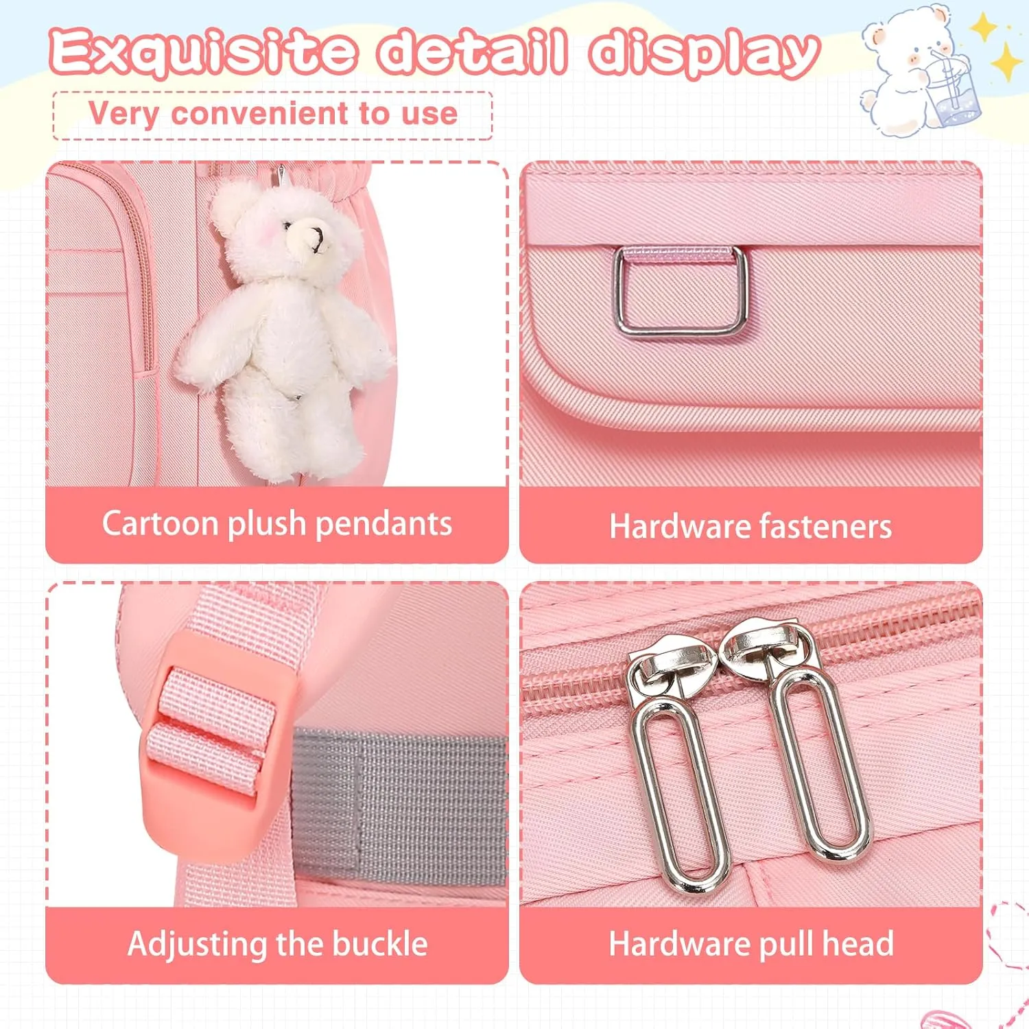 School Backpack for Kids Girls Cute Travel Backapck for College Women Men Casual Laptop Bookbag for Teen Student(Pink)