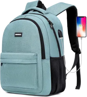 School Backpack for Teen Boys, Backpack for Men and Women 15.6 inch Laptop Backpack Large College Students Bookbag with USB Charging Port & Compartments, Green