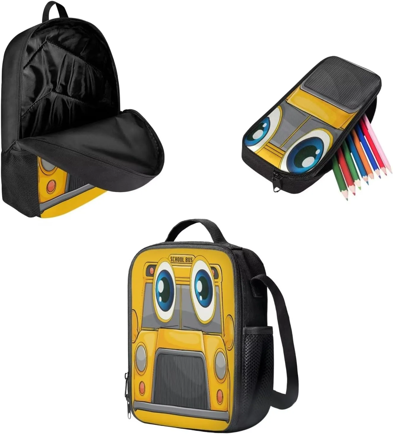School Backpack Set for Girls Boys, 3Pcs Kids Travel Backpack Bookbag Lunch Box Pencil Pouch Pen Case