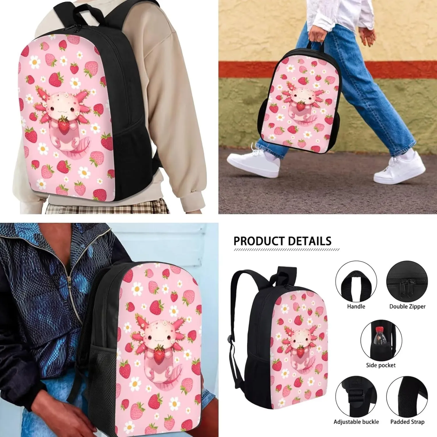 School Backpack Set for Girls Boys, 3Pcs Kids Travel Backpack Bookbag Lunch Box Pencil Pouch Pen Case