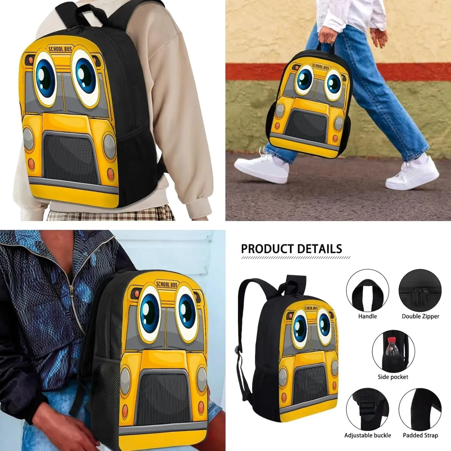 School Backpack Set for Girls Boys, 3Pcs Kids Travel Backpack Bookbag Lunch Box Pencil Pouch Pen Case