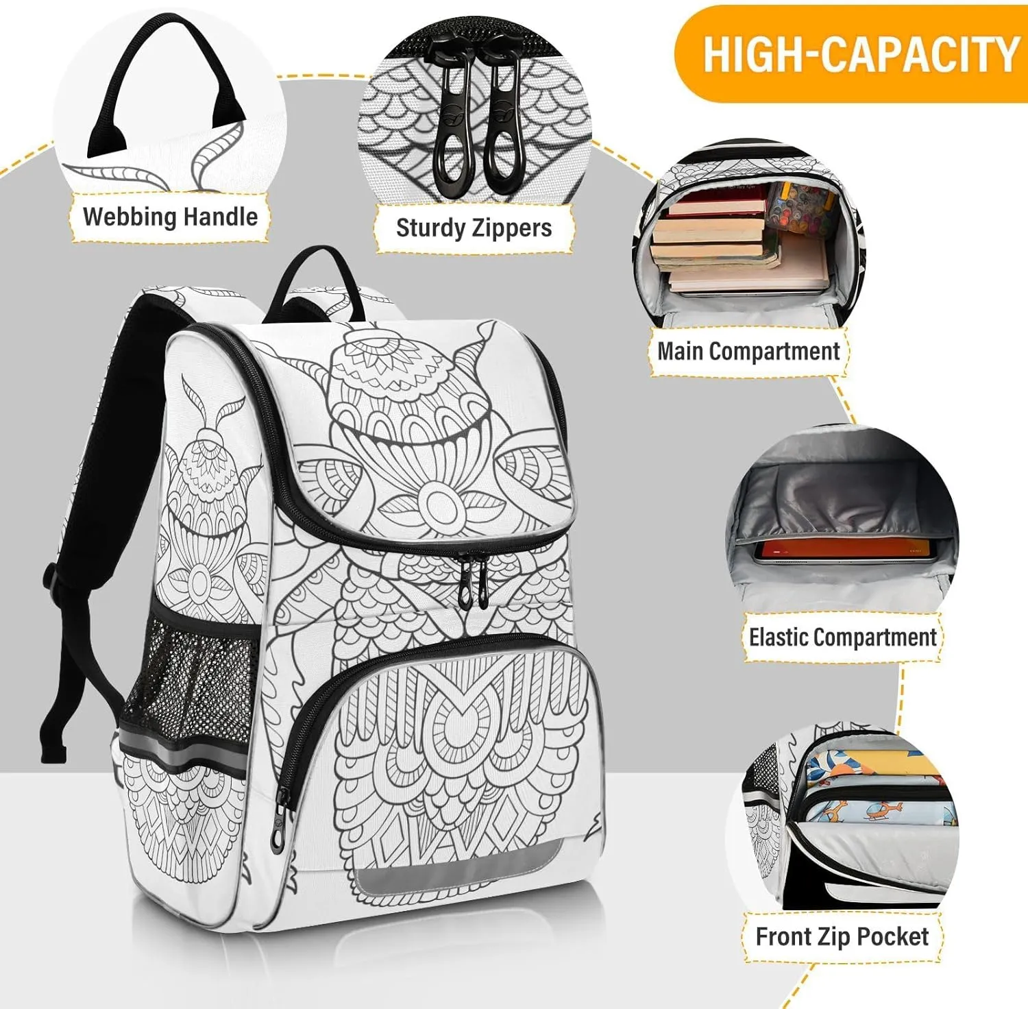 School Backpack with Chest Strap, Bumblebee Laptop Backpack, Travel Hiking Backpack for Boys Girls, Rucksack, Knapsack