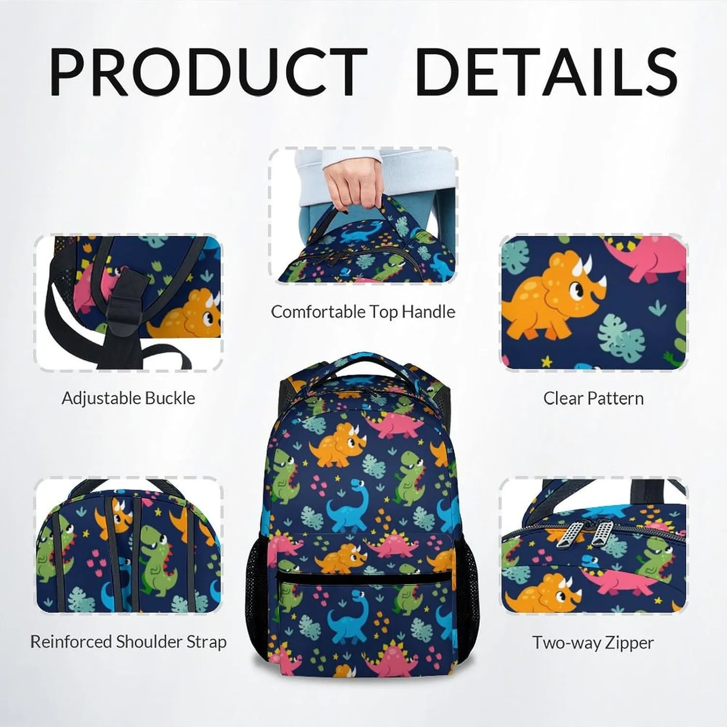 School Bag for Boys - Colorful Durable Aesthetic Kid Backpack - 17 Inch Large Capacity Dinosaur Bookbag for School, Travel and Camp
