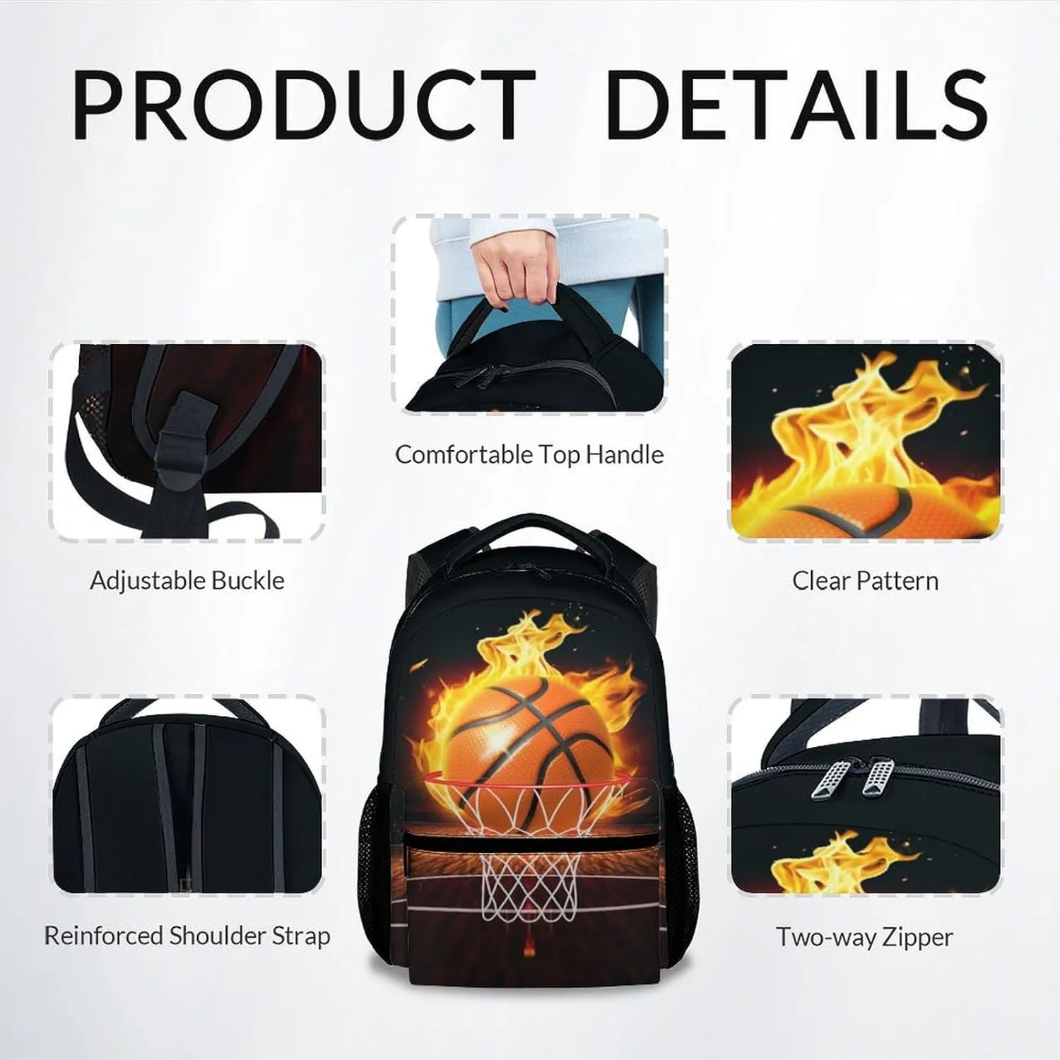 School Bag for Boys Girls, 17 Inch Basketball Backpacks for Kids, Cool Sports Theme Bookbag for Primary Middle School, Lightweight School Backpack with Adjustable Straps