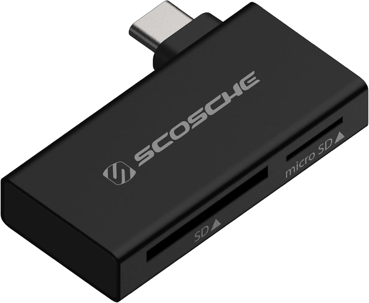 Scosche MCRA2 Dual Slot Memory Card Adapter for SD/Micro SD, SDHC, SDXC and RS-MMC Cards, 2-in-1 High Speed USB-C Card Reader for iPhone 16, Android, iPad, MacBook, Dash Camera, Computer and More