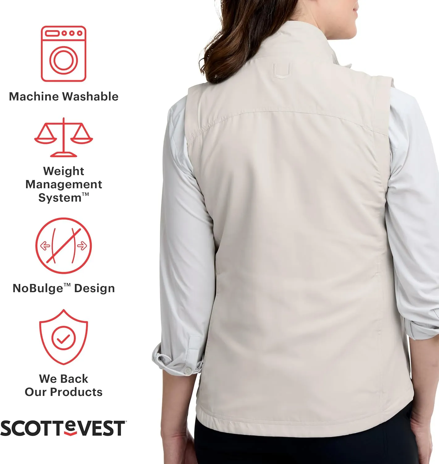 SCOTTeVEST LightEST Vest for Women - 16 Hidden Pockets - Lightweight Water Repellent for Travel & More