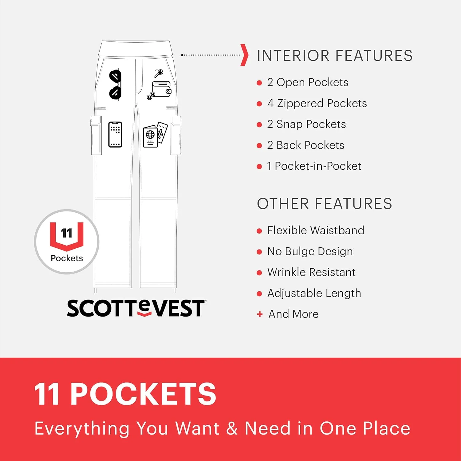 SCOTTeVEST Margaux Cargaux Travel Cargo Pant for Women - 11 Hidden Pockets - for Hiking & More