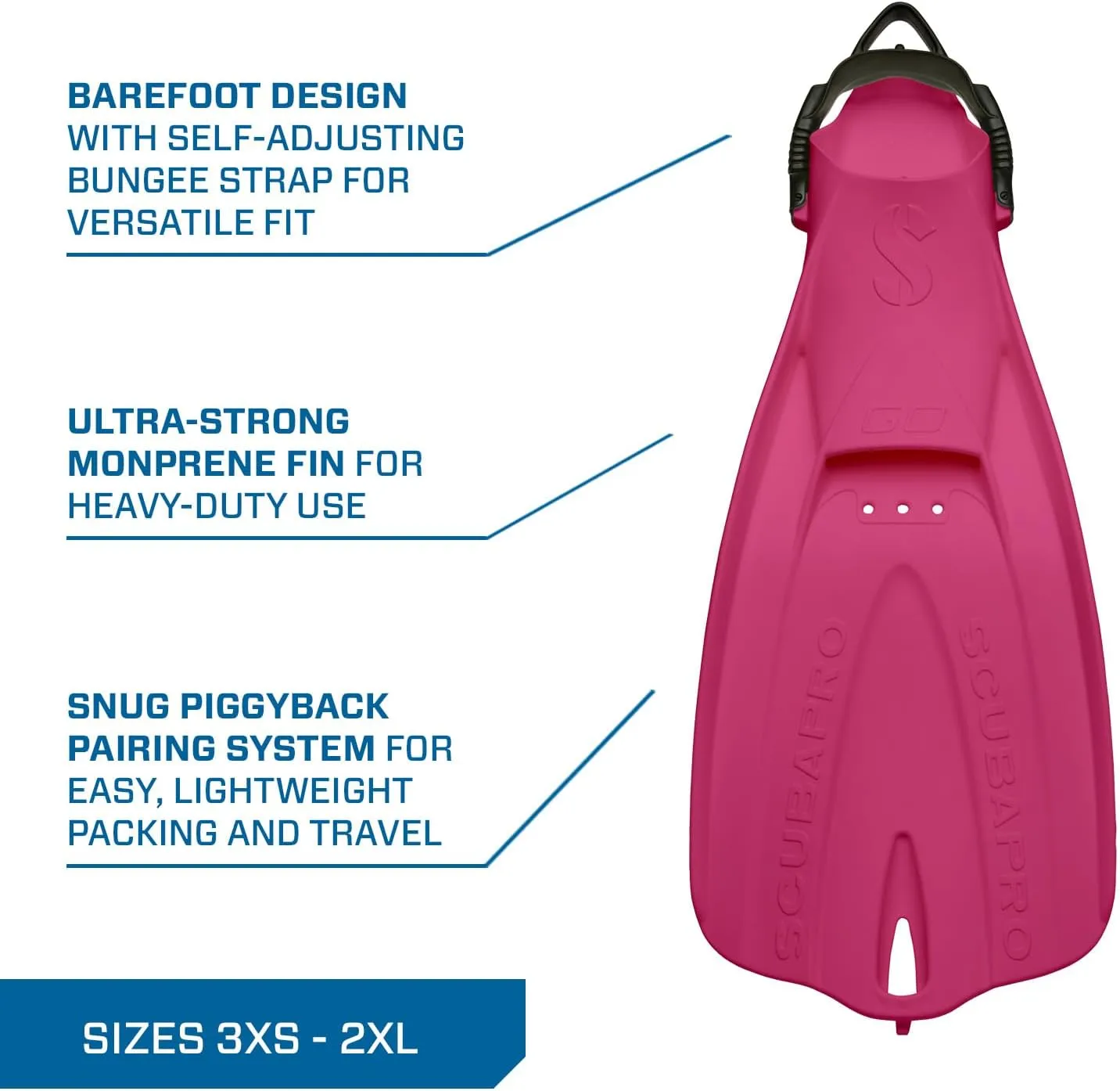 SCUBAPRO GO Travel Scuba Diving Fin for Snorkeling and Swimming, Open Heel Strap