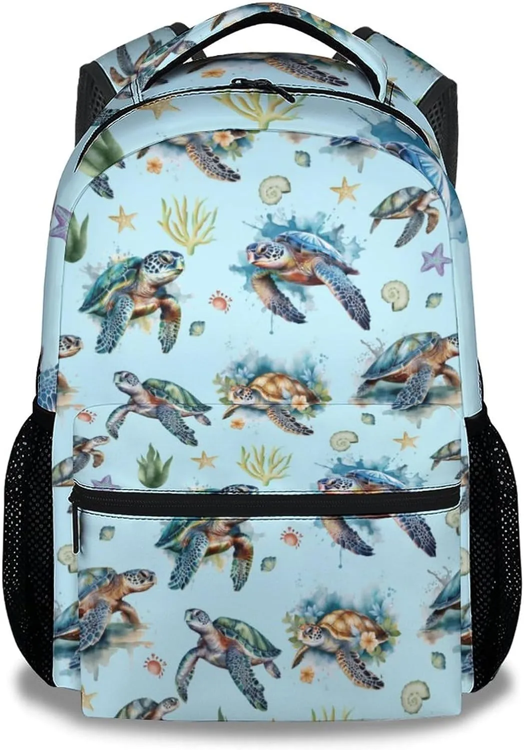 Sea Turtle Backpack for Girls - 16 Inch Blue Backpacks for School - Cute Lightweight Bookbag for Kids