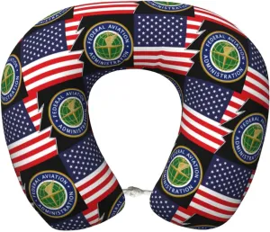 Seal of The United States Federal Aviation Administration and America Neck Pillow Memory Foam U-Shaped Travel Neck Pillow for Airplanes Car Home