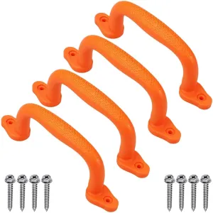 SELEWARE Orange Playground Safety Handles, Non-Slip Plastic Kids Playground Grab Handles, Durable Indoor Outdoor Playset Handles for Playhouse, Treehouse, Climbing Frame, Jungle Gym, Swing Set, 4 Pack