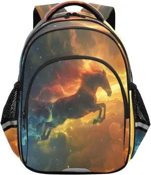 senya Backpack Toddler School Book Bag for Girls Boys Kids Travel Bag Galloping Horse Roars 8-14 Years Old