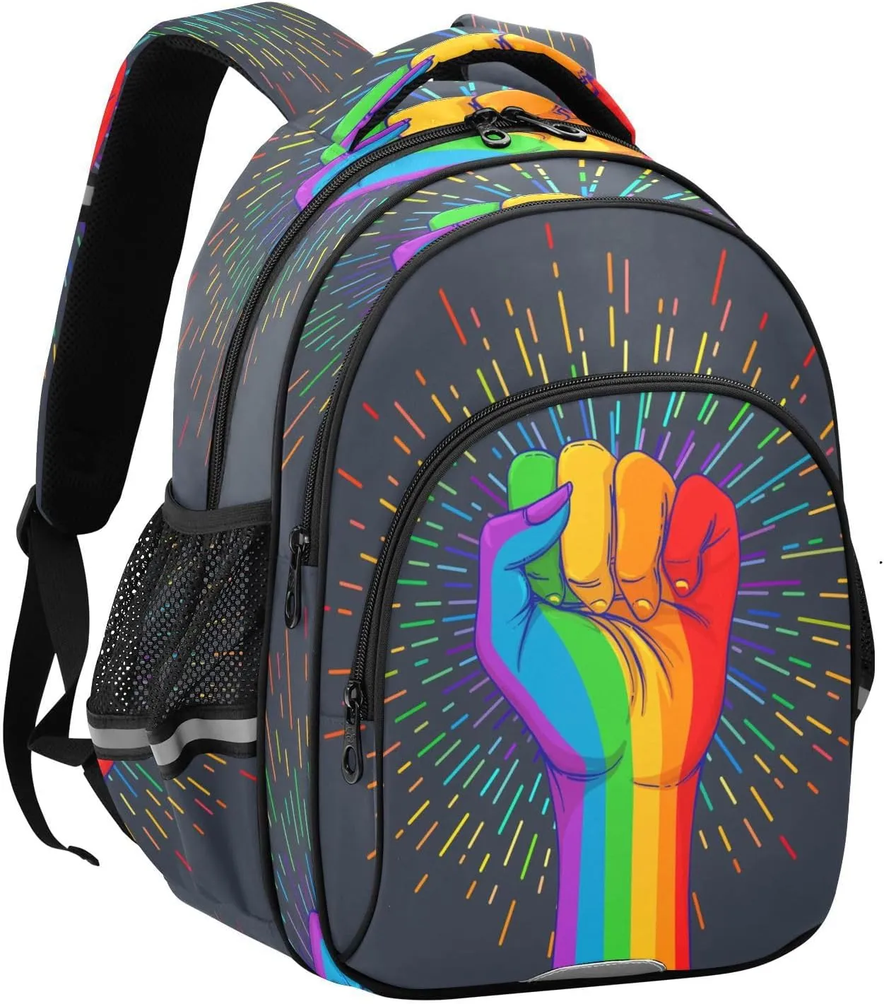 senya Backpack Toddler School Book Bag for Girls Boys Kids Travel Bag Rainbow Fist Pride 8-14 Years Old