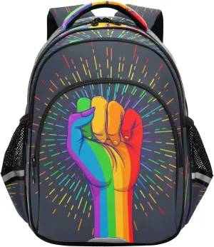 senya Backpack Toddler School Book Bag for Girls Boys Kids Travel Bag Rainbow Fist Pride 8-14 Years Old