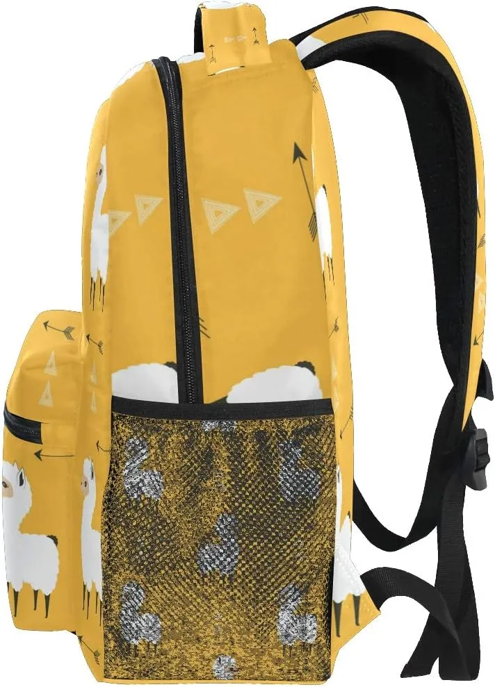 senya School Backpack Llama With Arrows Cute Bookbag Daypack One_Size
