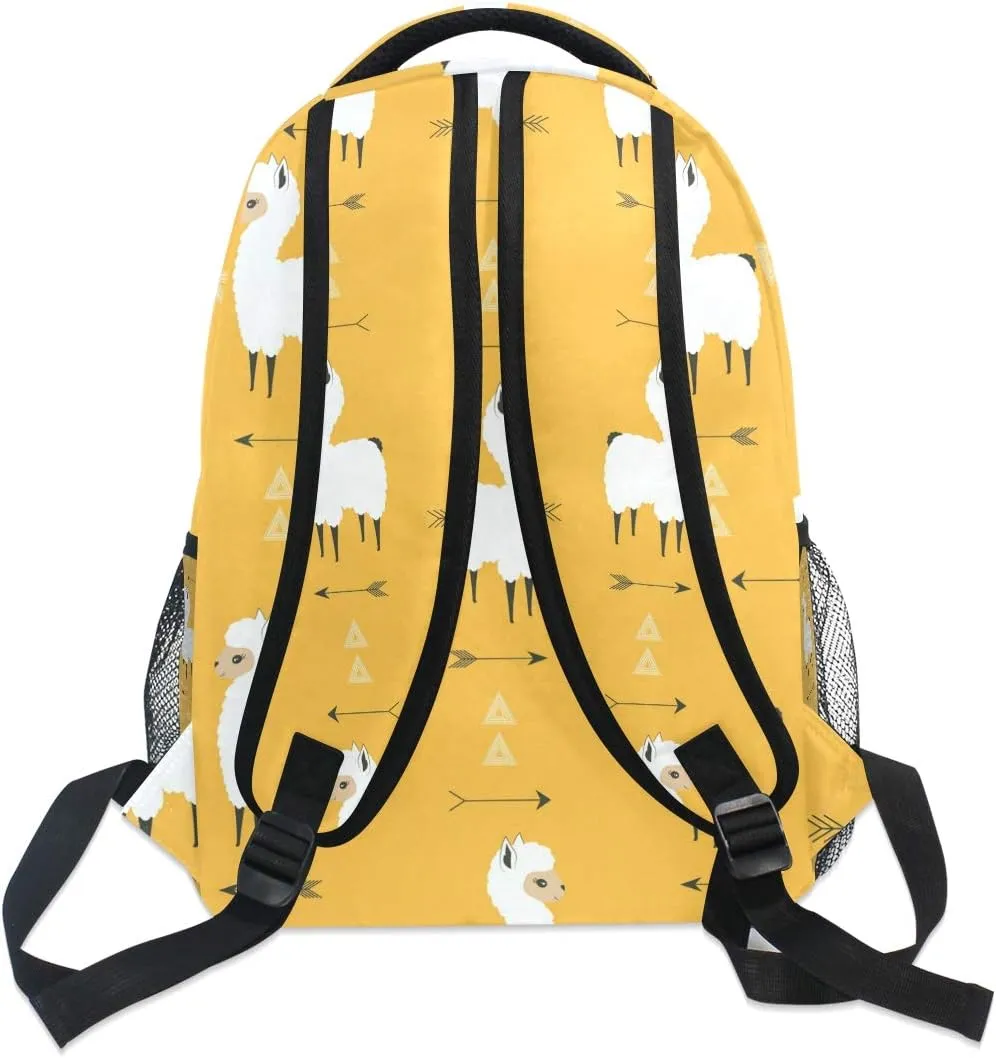 senya School Backpack Llama With Arrows Cute Bookbag Daypack One_Size