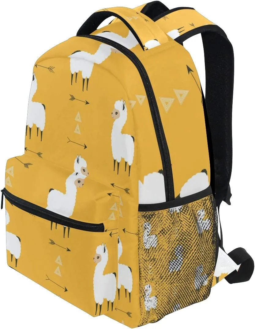 senya School Backpack Llama With Arrows Cute Bookbag Daypack One_Size