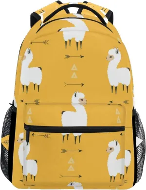 senya School Backpack Llama With Arrows Cute Bookbag Daypack One_Size