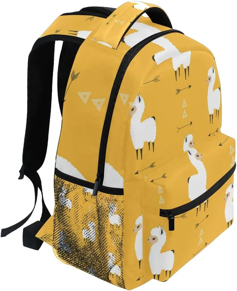 senya School Backpack Llama With Arrows Cute Bookbag Daypack One_Size