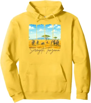 Serengeti Tanzania Travel Brushstroke Serengeti Souvenir Pullover Hoodie